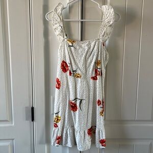 Linen Mini Dress Ruffle Sleeves